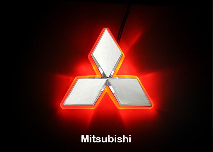 Pl200927 mitsubishi emblems red led car rear logo light for mitsubishi